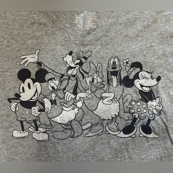 Mickey and Friends XL Womens Heathered Grey VNeck Tshirt Retro Comfy Disney - Picture 11 of 15